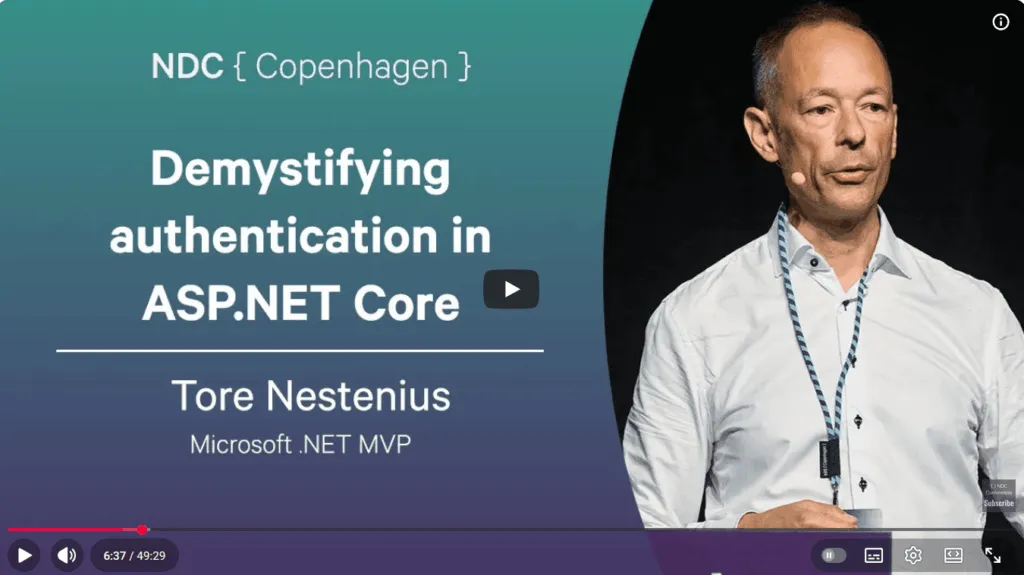 Tore Nestenius talar om autentisering i ASP.NET Core på NDC Copenhagen