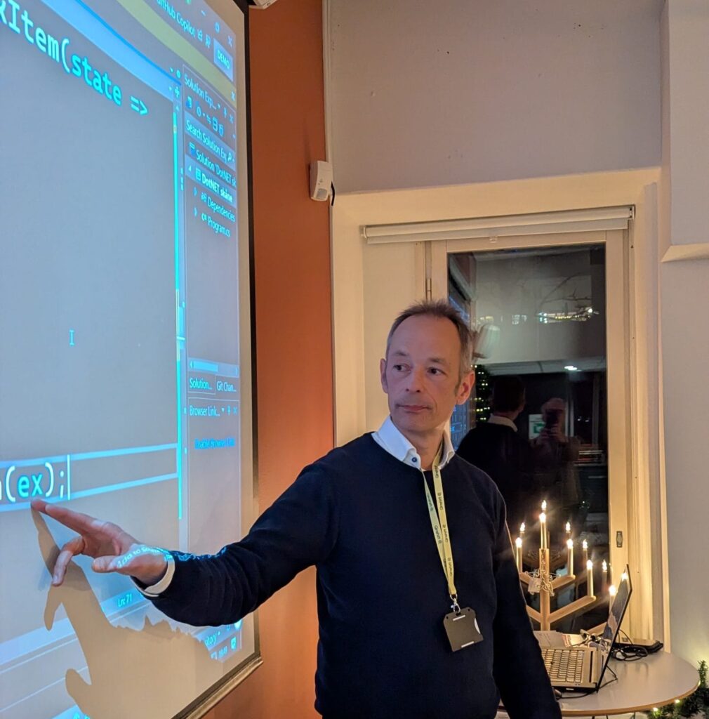 Tore Nestenius presenting at the .NET Skåne usergroup in Malmö, December 2024 about Rebuilding the Task and ThreadPool Concepts in .NET.